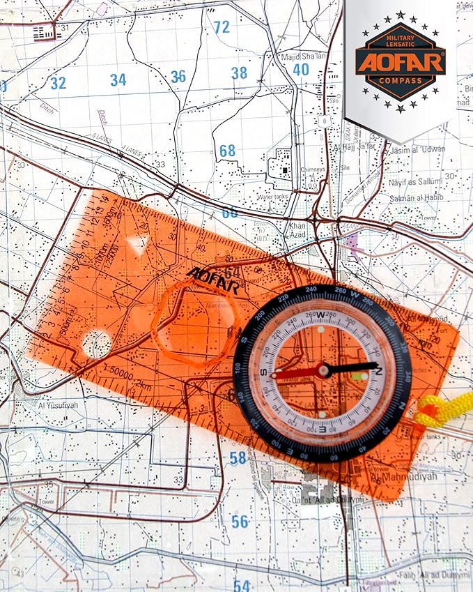 AOFAR Orienteering Compass for Kids, Lightweight and Portable, Survival Compass for Navigation, Backpacking, Camping, Hiking, and Hunting by TinyTreasures Baby Boutique
